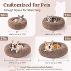 rabbitgoo Calming Cat Beds for Indoor Cats, 20 inches, Light Brown | Soft Warm Donut, Fluffy Faux Fur, Supportive Raised Rim, Anti-slip, Machine Washable, Up to 15lbs Kittens & Small Cats