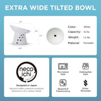 Necoichi Ceramic Elevated Cat Food Bowl, 15° Tilted (Cat, Extra Wide Tilted)