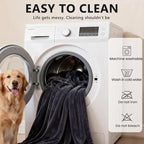 gogobunny Waterproof Flannel Blanket for Bed Couch Sofa, Reversible Double-Sided Throw for Dog Cat, Stain Resistant Furniture Protector Against Liquid Pee and Fur (90" x 90", Dark Grey/Light Grey)