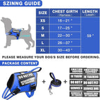 Service Dog Vest Harness and Leash Set+10 Patches,Easy Walk Blue S | No Pull&Adjustable Reflective Dog Harness Small Sized,Dog Leash with 2 Soft Padded Handles,for Training Hiking Walking