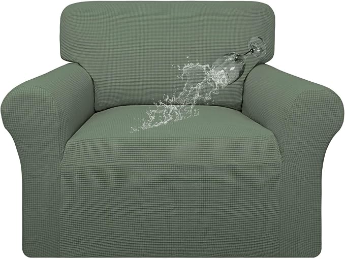Easy-Going 100% Waterproof Oversized Chair Couch Cover, Stretch Sofa Cover | Dual Waterproof Sofa Slipcover, Leakproof Furniture Protector Against Stain Spill from Kids, Pets, Dog, Grayish Green