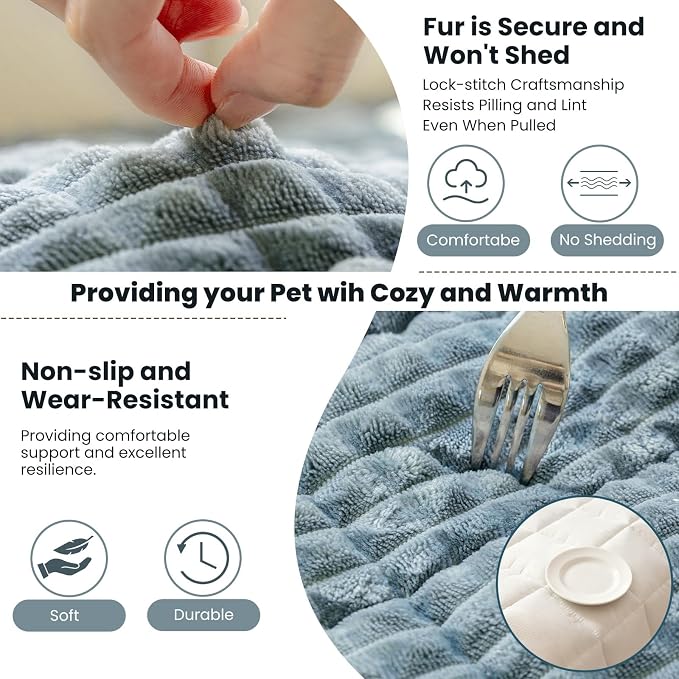 Couch Cover for Dogs Washable, Non-Slip Pet Couch Covers for Sofa, Fuzzy Dog Couch Cover Blanket, Thick, Soft, Plush Couch Cushion Covers for Sofa Protector (Blue Gray, 27.6" x 59"/70 x 150cm)