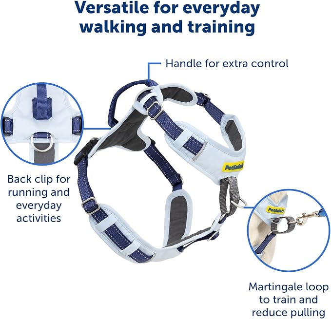 PetSafe Easy Walk Comfort No-Pull Dog Harness Full-Body Padding - Better Walks on The First Use - 5 Points of Adjustment Small/Medium, Blue (Pack of 3)