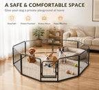 Metal Dog Playpen - Foldable Exercise Pen 24" Height 8 Panels for Dogs Portable Pet Playpen Polygon Dog Enclosure Indoor/Outdoor Pen for Puppy (Black)