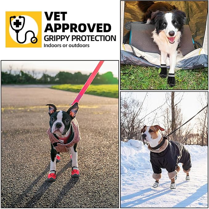 Hcpet Dog Boots for Large Dogs, Dog Shoes for Hot Pavement Winter Snow, Paw Protector Dog Booties Designed for Comfort and Breathability, Outdoor Booties for Small Medium Dogs for Hiking Pink Size 3