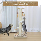 PEEKAB Cat Scratching Post Sisal Scratch Posts for Indoor Cats and Kittens,30 Inches Tall with Tracking Ball Interactive Toys and Hanging Balls Beige