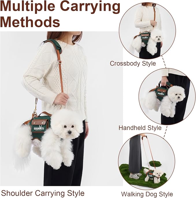 Wakytu Dog Lift Harness Dog Carrier Sling for Small Dogs & Cats,L | stylish puppy sling carrier with handle & pocket,adjustable leash,walking & travel