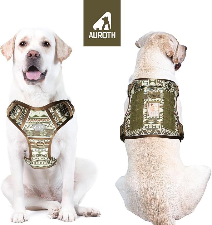 AUROTH Tactical Dog Harness for Large Dogs No Pull Adjustable Pet Harness Reflective K19 Working Training Easy Control Pet Vest Military Service Dog Harnesses