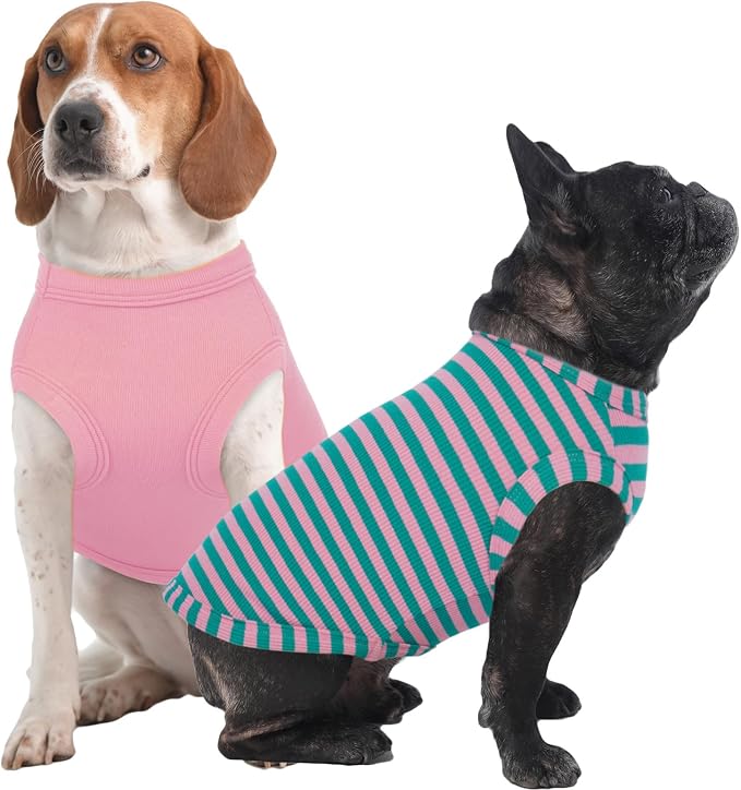 IECOii 2 Pack Dog Surgery Recovery Shirt Sleeveless Lightweight Dog Tshirt | T-Shirts with Stretch Fit,Gentle on Sensitive Skin,Anti-licking for Hot Spots,Shedding Control Tee,For Small to Giant Dogs