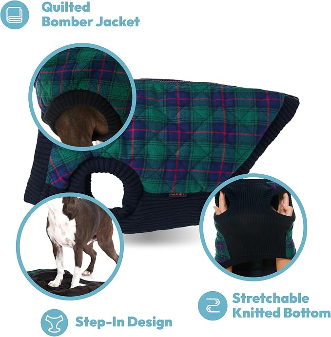 Gooby Fashion Vest Check Dog Jacket - Yellow Check, X-Large - Warm Zip Up Dog Bomber Vest with Dual D Ring Leash Water Resistant for Small to Medium Dogs