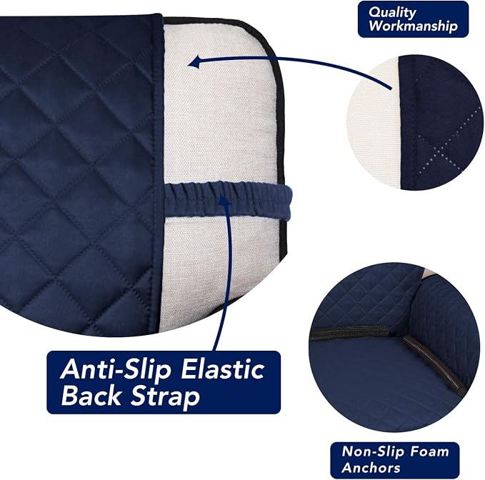 PureFit Reversible Chair Sofa Cover Dog Couch Covers for Sofa, 25.5 in | Navy/Ivory, Water Resistant Couch Protector, Washable Pet Couch Cover with Non Slip and Elastic Straps For Kids