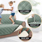 100% Waterproof Couch Cover for 3 Cushion Couch Sofa Pet Friendly Non-Slip Couch Cover for Dogs Washable Water Resistant Furniture Protector with Elastic Straps(Sofa 68", Lily Pad)