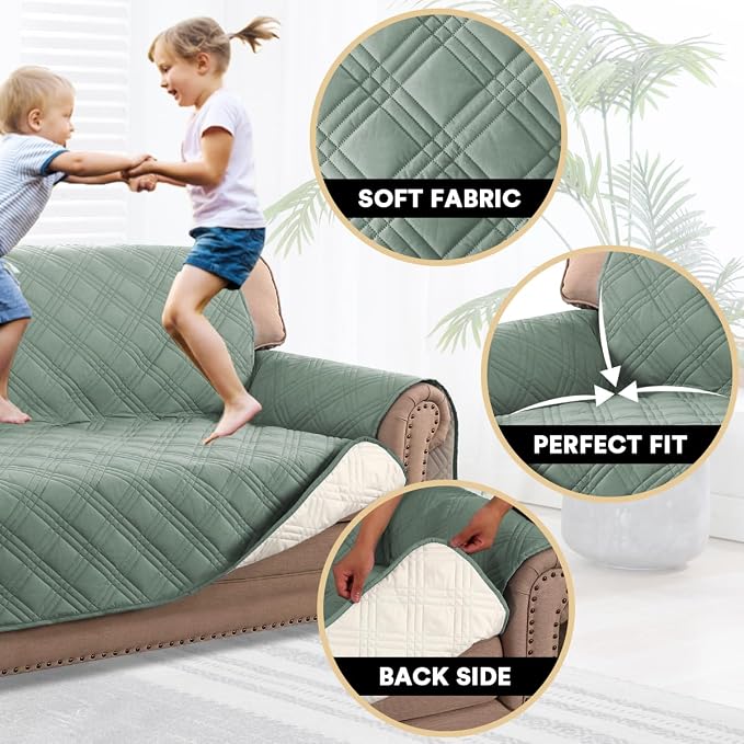 100% Waterproof Chair Sofa Slipcover for Living Room Water Resistant Couch Cover Furniture Protector Cover with Elastic Straps for Pets Kids Children Dog Cat(Chair 23", Lily Pad)