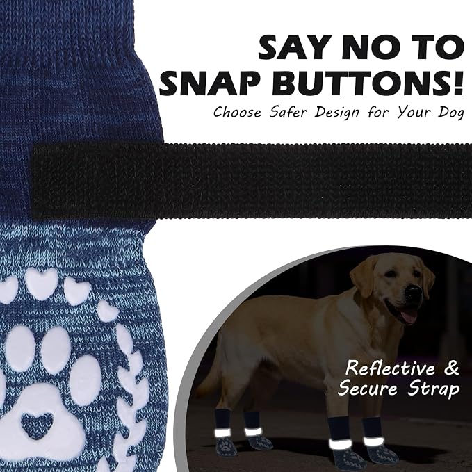 EXPAWLORER Dog Socks to Prevent Licking and Slipping, Summer Dog Shoes for Hot Pavement, Paw Protectors for Hardwood Floors Anti-Slip, Dog Booties for Small Medium Large Senior Dogs, Navy Blue M