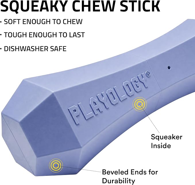 Playology Dog Toys | Squeaky Chew Stick for Large Dogs | Blueberry Scented Jumbo Fetch Toy | Squeaky Dog Chew Toy