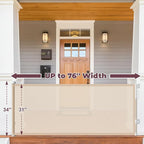 76" Retractable Baby Gates Extra Wide, Mesh Long Dog Gate for Deck | Indoor Outdoor Stair Gate for Wide Openings Doorways Hallways Porch, Child Pet Safety Essentials for Home, Beige