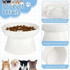 Tioncy 2 Pcs Ceramic Elevated Slow Feeder Cat Bowl, Raised Cat Slow Feeder Bowl, Anti Vomiting for Dry and Wet Food, No Spill High Edge Easy Clean Dishwasher Safe (Dark Green,White)
