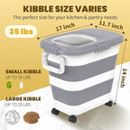 HOYTAMDA 25-35Lbs Collapsible Rice Container,Food Storage Containers Wheels | Rice Storage Container with Airtight Clear Lid,Handle,Small Bin &Scoop,Rice Dispenser for Flour Sugar Cereal Dog Cat Food