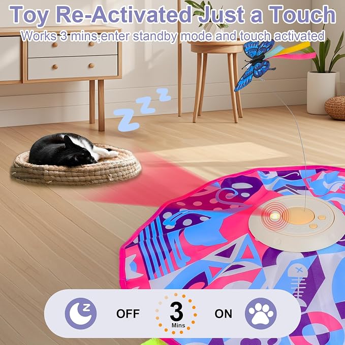Interactive Cat Toys for Indoor Cats, Kitten Toys for Indoor Kittens,Pink | Automatic Electronic Cat Toys for Bored Adult Cats, Stimulating Moving Cat Enrichment Toy, Hide and Seek Cat Games Toy