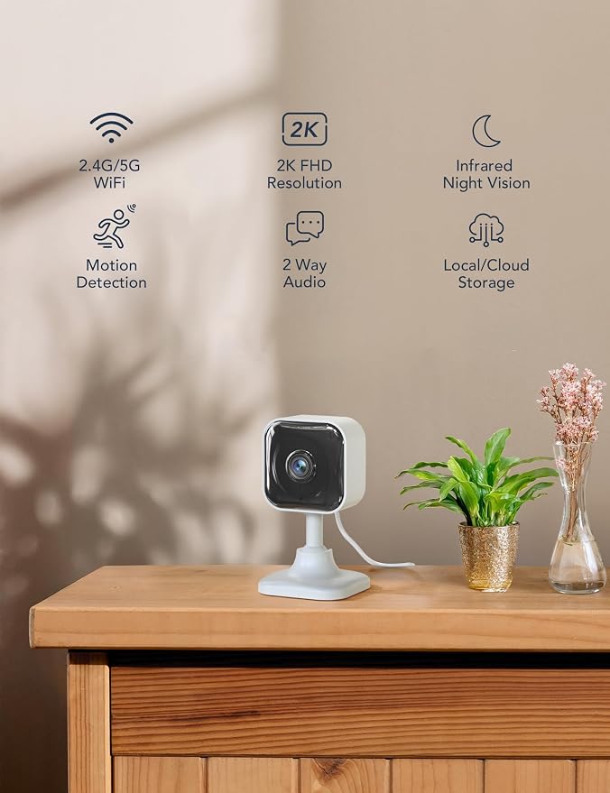 GNCC 2K Indoor Security Camera for Home Wireless, Pet Camera 2.4g/5g WiFi | Mini Dog Cam with Phone App, Motion Detection, Works w/Alexa, Cloud & SD Card Storage, Fixed View, Plug-in