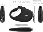 TUG Monochrome XL 360° Tangle-Free Retractable Dog Leash | 26 ft Strong Nylon Tape | One-Handed Brake, Pause, Lock (Extra Large, Black)