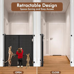 Reinforced 48" Extra Tall Pet Gate with Support Rods, 4 Ft Tall Retractable Baby Gates for Doorways 55" Wide Mesh Dog Gate Indoor Outdoor - Prevent Baby/Pet from Jumping Over, Black