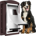 Extra Large Dog Door for Wall,Steel Frame,Up to 200lbs | 2 Magnetic Flaps, 2 Lock Panels,Telescoping Tunnel, Door for Interior and Exterior Wall, X-Large, Coffee Color