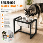 Adjustable Height Elevated Large Dog Water Bowls with Stainless Steel Bowls and Metal Stand，4-Level (8/10/12/14 Inches) Pet Bowl for Dogs for Large Medium Dogs - Durable, Easy to Clean (2.4gallon)