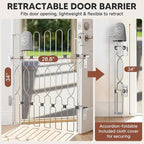 Snagle Paw Extra Tall Metal Retractable Door Barrier, 28.4" Wide 35" Tall Safety Dog Gate for Front Door,Easy Install Retractable Pet Gate for Recreational Vehicle,Doorways