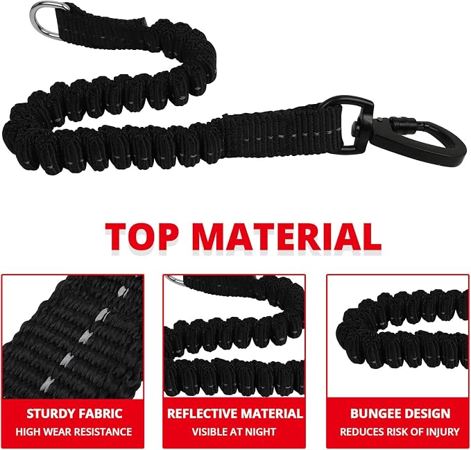 Long Dog Leash 15 FT: Heavy Duty Rope Leashes for Dogs Training with Swivel Lockable Hook Reflective Threads Bungee and Padded Handle - Dog Lead for Large Small Medium Dogs Outside Walking Hiking Red