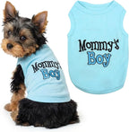 Parisian Pet Dog Shirt Mommy’s Boy Pet Shirt – 100% Cotton Shirts for Large Dogs – Blue Sleeveless Puppy Clothes – Lightweight and Breathable Dog Apparel – Boy Dogs Clothes - Stretchy Dog Shirt