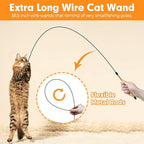 Cat Wand Toys with Silvervine and Bells, 2 Wands and 6 Refills | Includes 2 flexible wire wands and 6 feather and fish refills with silvervine, bells, catnip, and crinkle textures