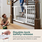 Cumbor 30-46" Baby Gate for Stairs, Auto Close Dog Gate for Doorways White | Toddler Safety Essentials for the House, Mom's Choice Awards Winner-Easy Install Pressure/Hardware Mounted Pet Gate for Dogs