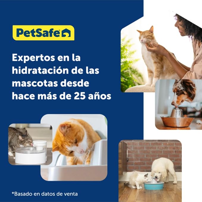 PetSafe Viva Pet Fountain - Encourages Healthy Hydration - Automatic Water Dispenser with Double Filtration - Ultra Quiet Water Fountain - Easy to Assemble & Clean - Stainless Steel - 64 oz | Whisper-Quiet Pump Encourages Hydration, BPA-Free, Dishwashe...