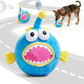 Interactive Moving Dog Toy, Automatic Bouncing Dog Toy with Rouncing Ball, Squeaky Plush Electronic Dog Toy for Small Medium Large Dogs, Vibrating Music Recording Mode to Keep Them Busy (Lanternfish)
