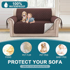 Turquoize 100% Waterproof Couch Cover Sofa Covers for 2 Cushion Couch Loveseat Covers Triple Non-Slip Couch Cover for Dogs Washable Furniture Protector Cover for Pets, Kids,Dog (Loveseat 54", Brown)