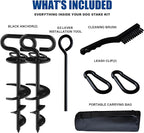 Eurmax USA 2-Pack Heavy Duty Dog Tie Out Stake, No-Tangle In Ground Anchor Runner for Large Dogs up to 210 Lbs - Perfect for Yard, Beach and Camping (Square,Black)