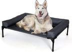 K&H Outdoor Elevated Dog Bed, Bolster Pet Cot, Large 42x30in, Charcoal | Pet Cot for Large Pets, Washable Mesh Center Hammock with Removable Washable Bolsters, Indoor / Outdoor Dog Bed, Metal Frame