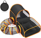 Tailtastic Indoor/Outdoor Cat Playpen with Surround Tunnel 2 Zones Black | escape-proof enclosed enslosure,lightweight foldable for travel, ideal for indoor cats, multi-cat homes & birthing