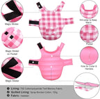 ASENKU Reversible Dog Winter Coat, Dog Jacket for Small Medium Large Dogs | Windproof Plaid Fleece Lining for Cold Weather, Water-resistant Outer Shell, Puppy Puffer Vest with Leash Hole, Pink 3XL