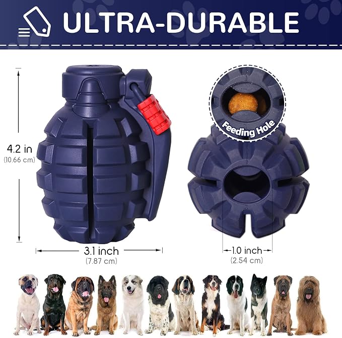 Dog Toys for Aggressive Chewers Large Breed, for German Shepherd, Indestructible Interactive Treat Dog Toys for Large Medium Breeds, Food Grade & Tough Rubber, Fun to Chew, Chase and Fetch (Blue)