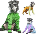 Full Coverage Small Dog Raincoat, 4-Leg Waterproof Jacket with Leash Hole & Backpack, Quick-Dry Pet Rain Gear for Teddy, Bichon, Schnauzer (Yellow, Small(Suggest weight3.3-5.5lb))