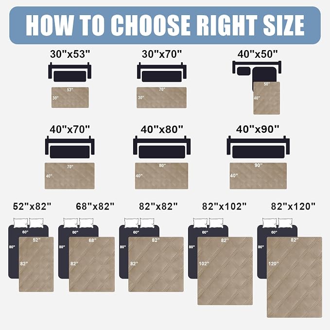 Smiry Waterproof Dog Bed Cover, Reversible Pet Blanket for Sofa Couch | Soft Washable Dog Blanket, Leakproof Couch Cover for Dogs Cats & Furniture Protection, 30x53, Taupe/Taupe