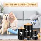 Tioncy 3 Pcs Dog Treat Container Airtight with Lids Spoon 8 x 5 & 7 x 4 & 6 x 4 Inch Dog Treat Jars for Counter with DIY Labels Pen Small Pet Food Storage Canister Cookie Snack Jars for Kitchen(Black)