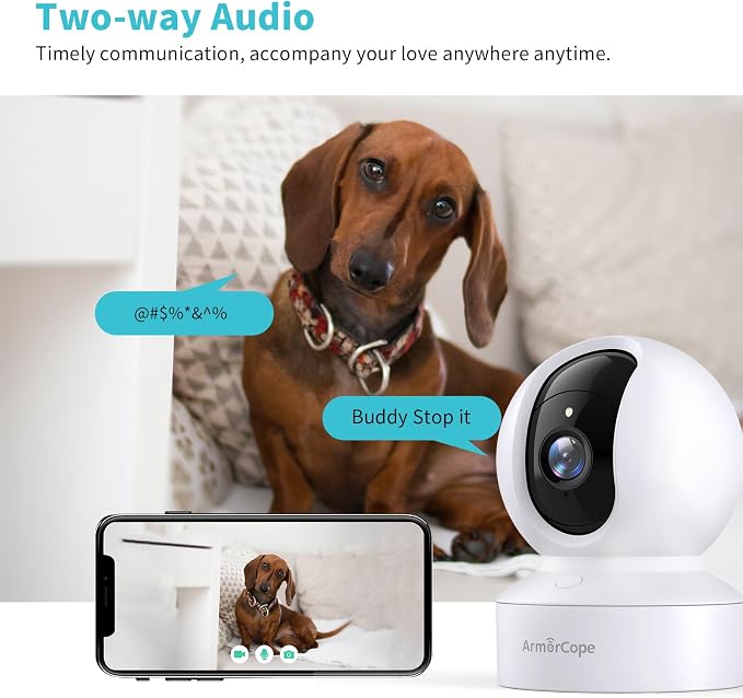 Pet Camera, 2K HD Dog Camera with Phone APP, 360° Pan/Tilt View Puppy Cam, One Click Call for Baby Monitor, MagivPix Night Vision,Motion Tracking Alarm with Cloud/Local SD,Home Indoor Security Cam