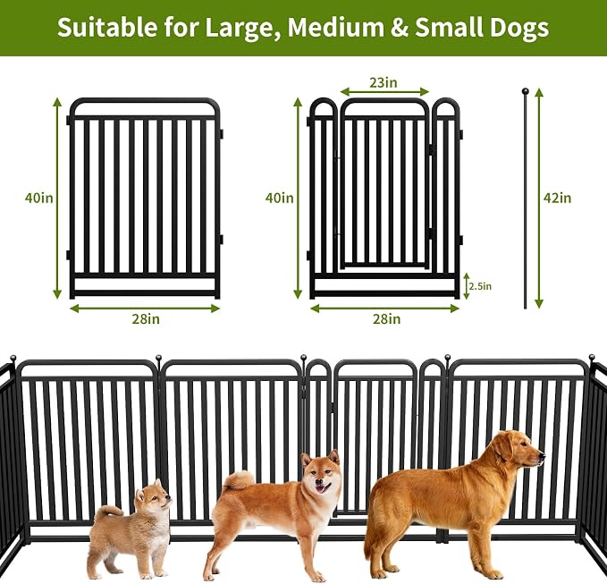 Heavy Duty Tube Dog Playpens,Dog playpen Outdoor for Large Dogs,Puppy Play Pen for Indoors,40" H 32 Panels