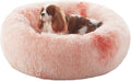 30 in Faux Fur Fluffy Donut Dog Bed for Medium Dogs,Tie-dye Pink | Calming Plush Round Pet Bed with Removable & Washable Cover,Fits up to 45 lbs Pets