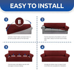 Stretch Oversized Couch Covers for Sofa Slipcover,Dark Red | 1-Piece Washable Sofa Cover (94"-110") 4-Seater Furniture Protector, Soft Jacquard Non-Slip Elastic Bottom for Dogs & Kids