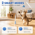 Rechargeable Butterfly Cat Toy for Indoor Cats, Electric Cat Wand with Suction Cup Base, 2 Play Modes, Self-Play & Handheld Cat Wand with 5 Cloth-Buckle Butterfly Refills, Blue