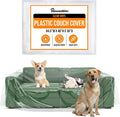 Plastic Couch Cover, Plastic Couch Covers for Pets, Cats, 84.5 x 40 x 36 in | Houseables Clear Sofa Protector for Moving, Loveseat Protector, Storage, Pets, Spills, Heavy Duty, Waterproof, Vinyl, Thick